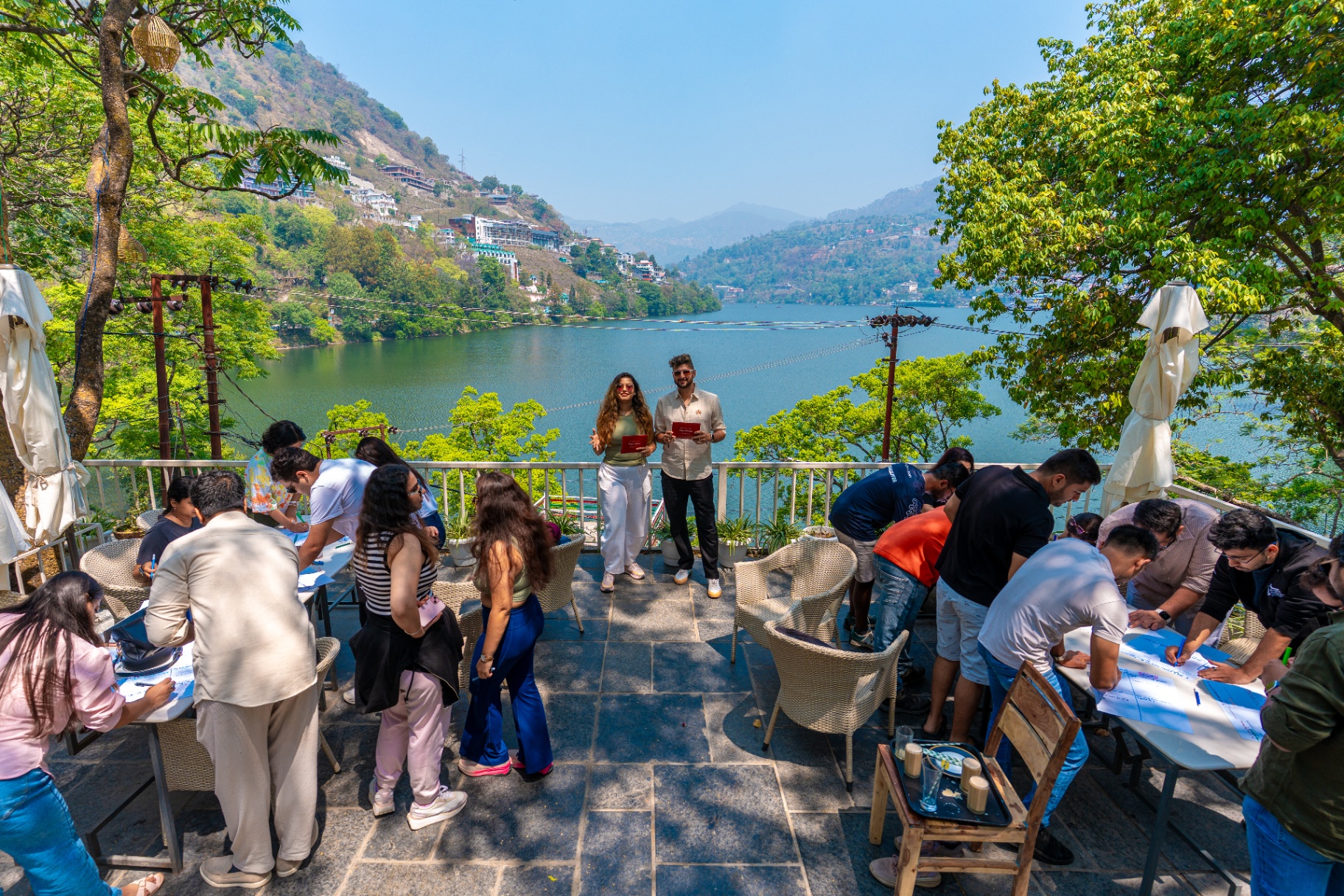 Lakeside workshop with a small group