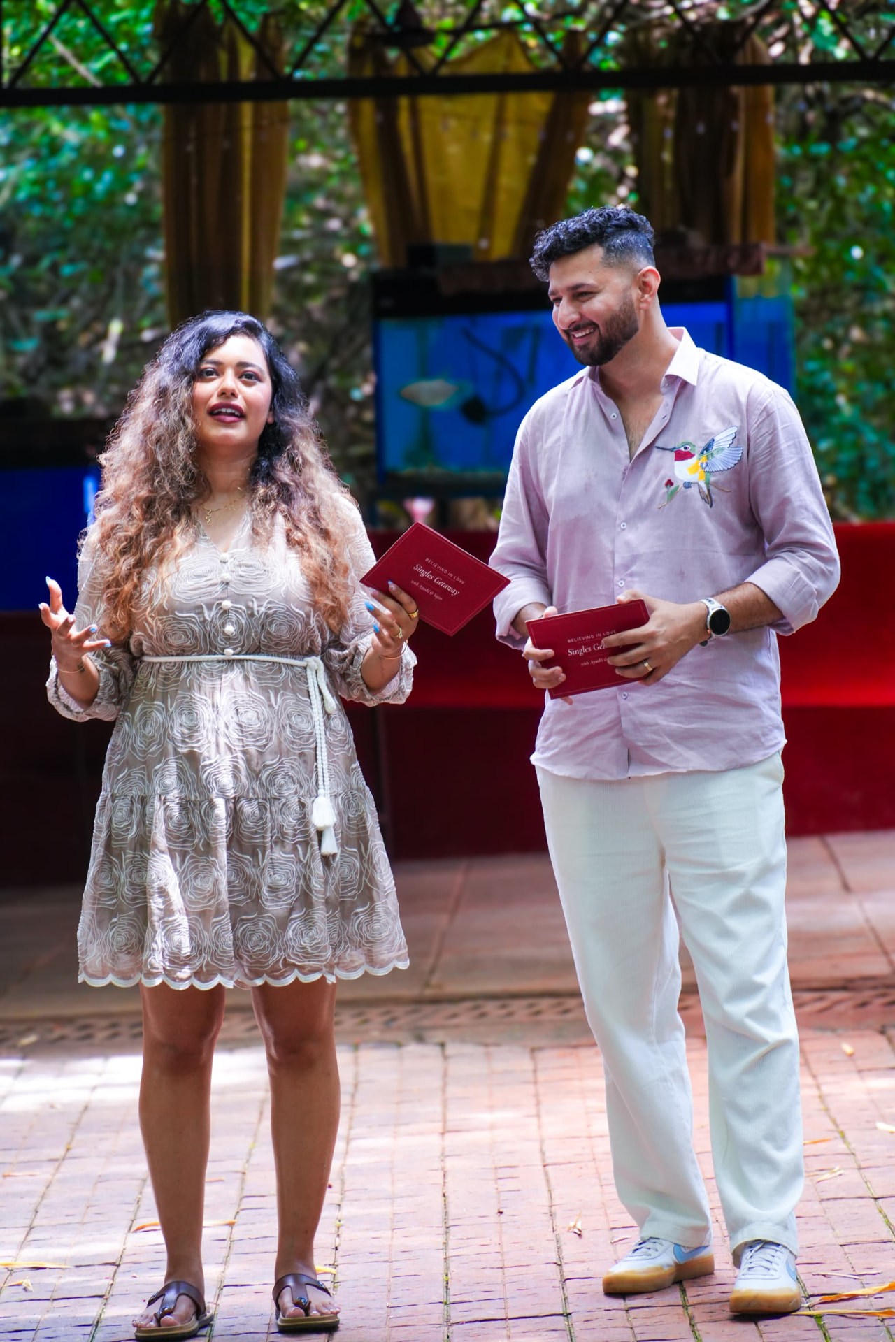 Hosts Ayushi and Yajan opening a getaway session